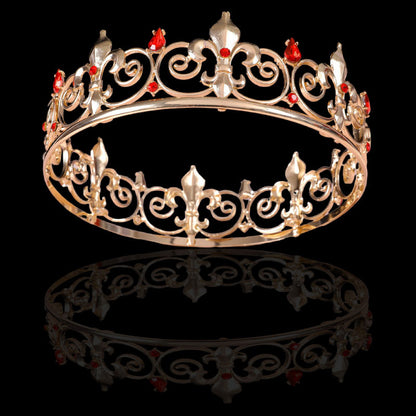 Halloween Stage Opera Performance Unisex Men Golden King Crown Headwear Adult Birthday Crown