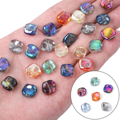 Glass color-plated oblique crystal beads antique diy handmade hairpin necklace material accessories cross-border a generation of hair