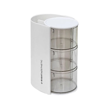 Puff Storage Box Rotating Dustproof Dressing Table Desktop Beauty Makeup Egg Air Cushion Lipstick Makeup Brush Storage Cylinder Storage Rack
