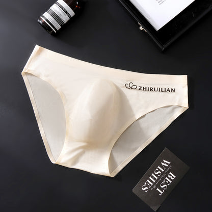 Foreign trade explosions men's briefs breathable comfortable letter sports sexy transparent egg ice silk low waist underwear head
