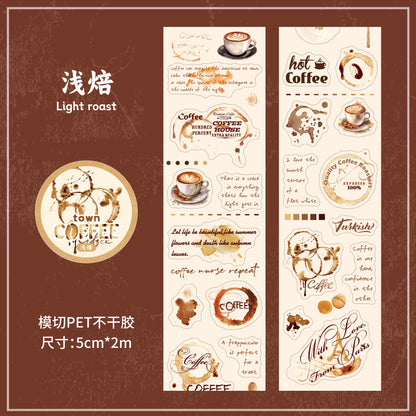 Carefully Selected Coffee Town Retro Series Die-Cut Scenery Washi Tape Creative DIY Background Stickers Journal Pet Tape