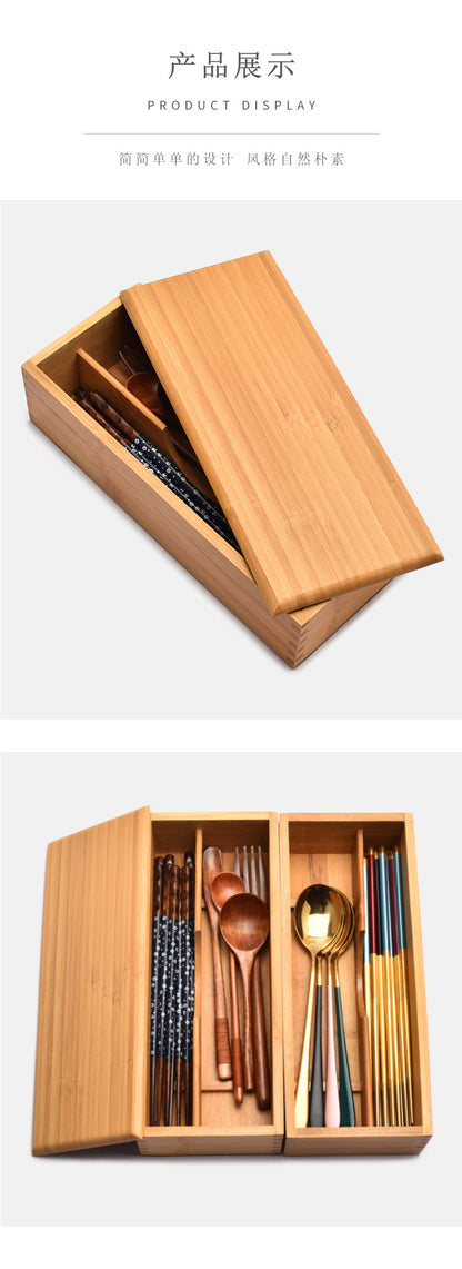 Japanese style chopsticks box with lid hotel spoon Fork tableware storage box lettering kitchen supplies compartment chopsticks basket