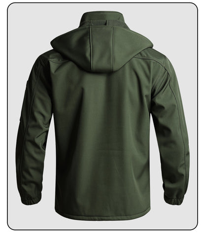 Men's Autumn and Winter Fleece-Lined Thickened Softshell Tactical Outdoor Sports Workwear Suit, Waterproof and Windproof