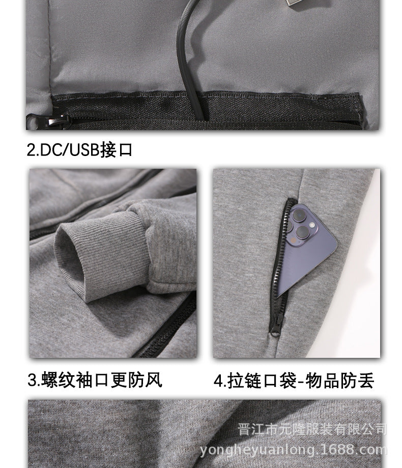 Manufacturer's New Smart Heating and Thermal Sweatshirt Outdoor Leisure Four-Control 23-Zone Constant Temperature Charging Heating Jacket