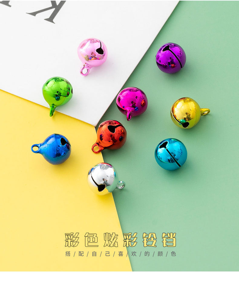 12mm Eco-Friendly Colorful Flat Metal Copper Bells, Color-Preserving, Christmas Holiday Pet Gift DIY Keychain Accessories