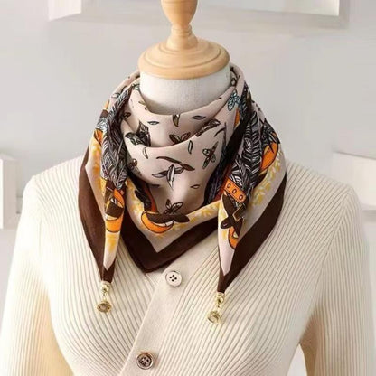 2026 New Style Warm Square Scarf with Magnetic Buckle, Triangular Silk Scarf, Cotton Scarf for Women, Stylish Neck Warmer for Spring, Autumn, and Winter, Versatile and Elegant