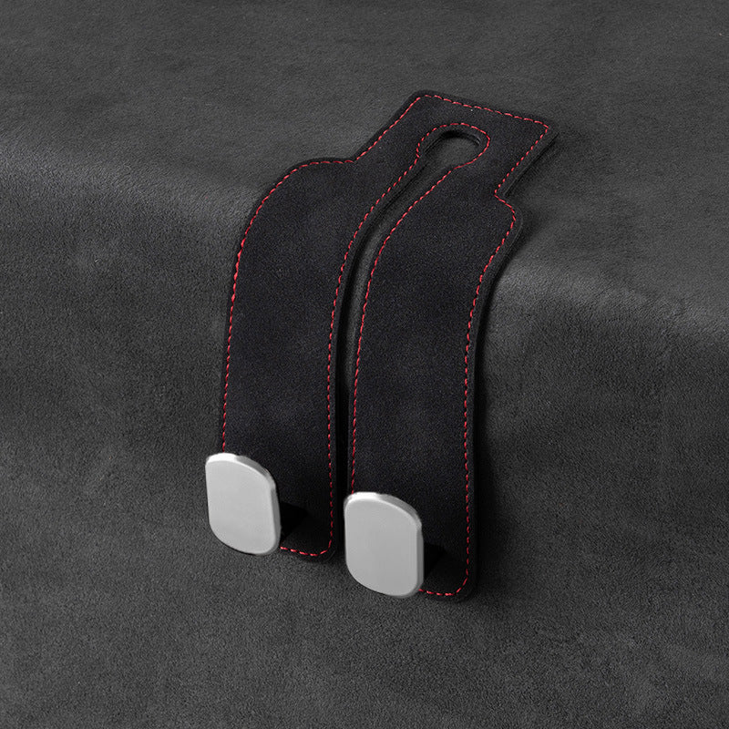 Car rear seat storage small hook turned leather zinc alloy ABS car double hook