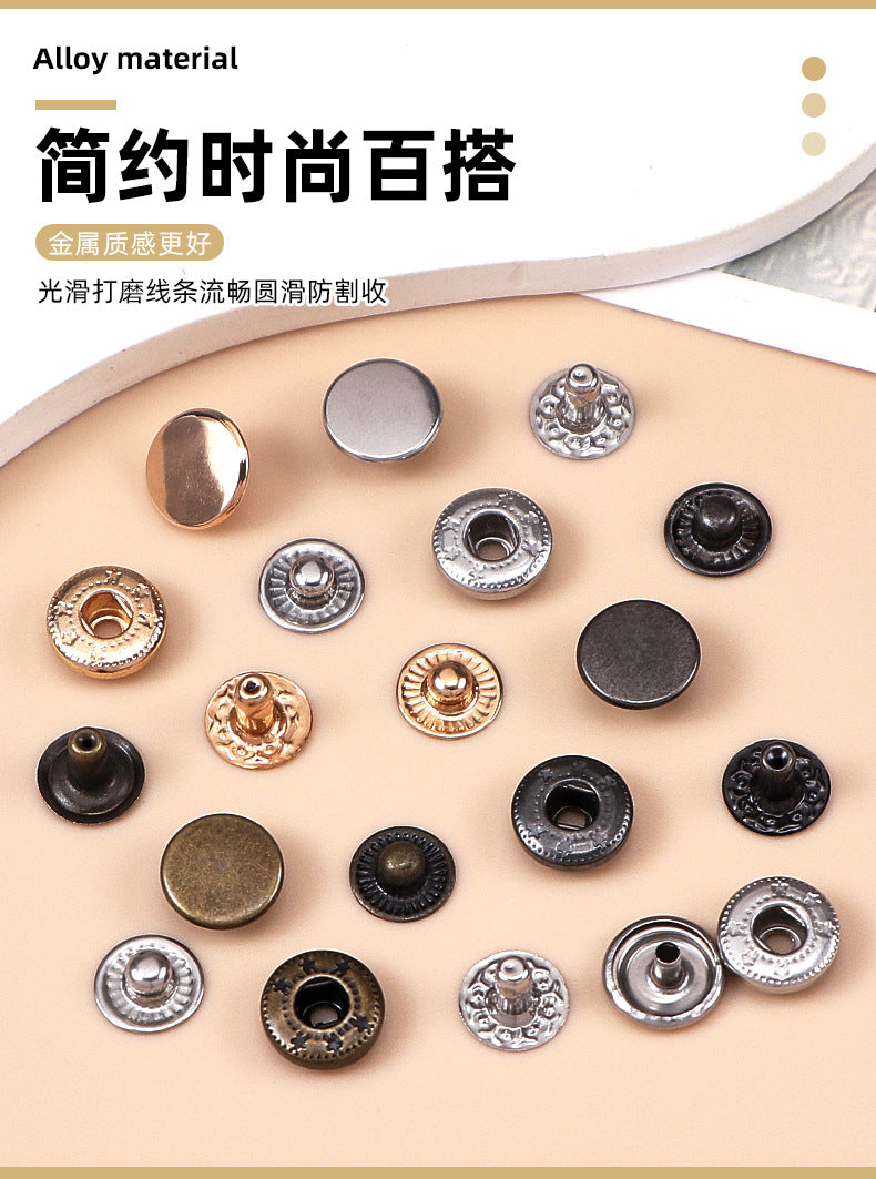 Down jacket button coat metal button frock coat cat coat double stainless steel snap button 655 button