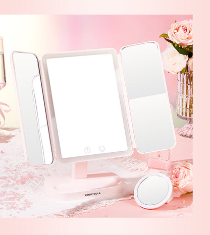 Led Makeup Mirror with Lamp Desktop Desktop Makeup Shell Mirror Holiday Gift for Girlfriend Dressing Mirror