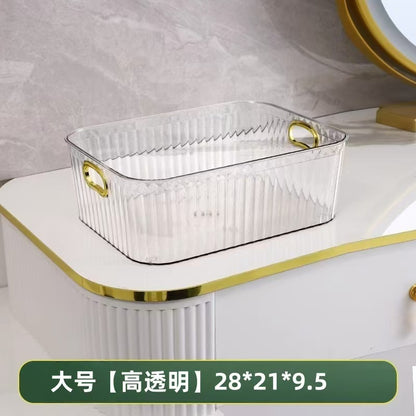 Pet Light Luxury Mirror Cabinet Storage Box Desktop Cosmetics Storage Rack Cabinet Sundry Organizer Compartment Drawer Storage
