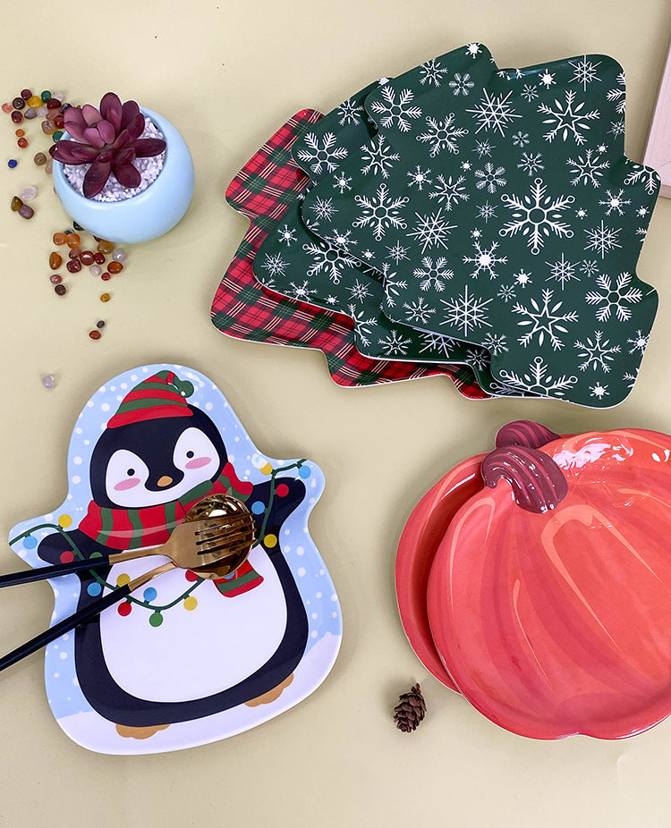 Wanshan melamine plate factory wholesale cross-border European and American dried fruit snack plate home creative pumpkin shape Christmas plate