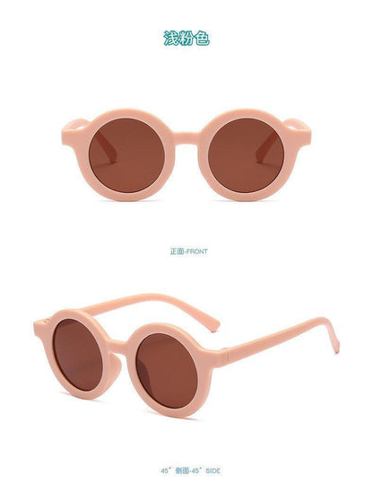 2023Ins Kidsren's Sunglasses Retro Boys and Girls Kidsren's Sunglasses Ready-Made Baby Round Frame Sunglasses