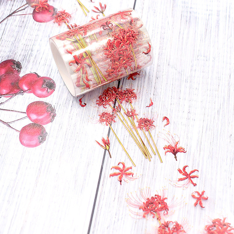 New pet Journal tape flower special material autumn letter simple full roll material shell optical flow hemp Journal tape