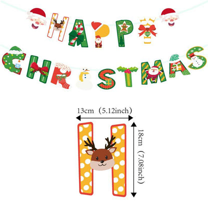 Amazon New Product Party Supplies Christmas Flag Set Christmas Garland Banner Venue Decoration
