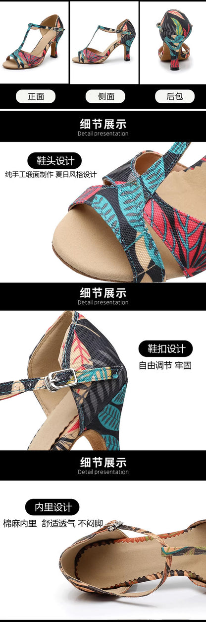 Professional Latin Dance Shoes High Heeled Dance Shoes Soft Sole Outdoor Dance Sandals Square Dance Shoes Performance