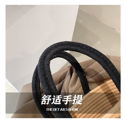 Contrast Cotton Rope Woven Handbag Women's Bag Korean Style Bag New Large Capacity Stylisse Handbag All-match Tote Bag