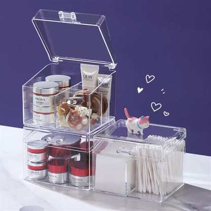 Makeup Cotton Swab Storage Box Makeup Remover Cotton Toothpick Line Acrylic Box Desktop Beauty Egg Cosmetics Storage Box