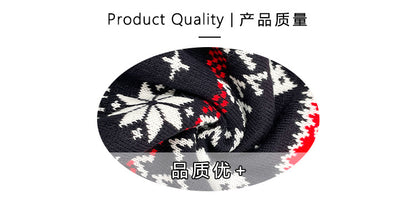 2025 Autumn and Winter European and American Christmas Pullover Jacquard Sweater Christmas Elk Snowflake Element Round Neck Knitted Couple Outfit