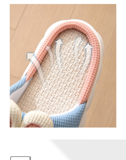 Cute lace rabbit parent-child male and female baby adult indoor and outdoor home wooden floor thickened linen Four Seasons slippers