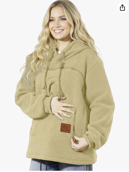 2025 New European and American Polar Fleece Pet-In-One Men's and Women's Trendy Hooded Loose Casual Warm Sweatshirt