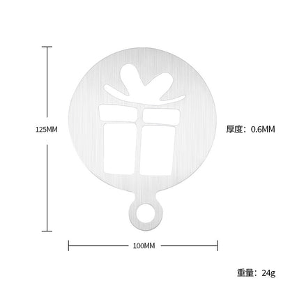 Factory Direct sales Christmas creative stainless steel coffee Garland piece mold portable coffee milk bubble spray flower printing template