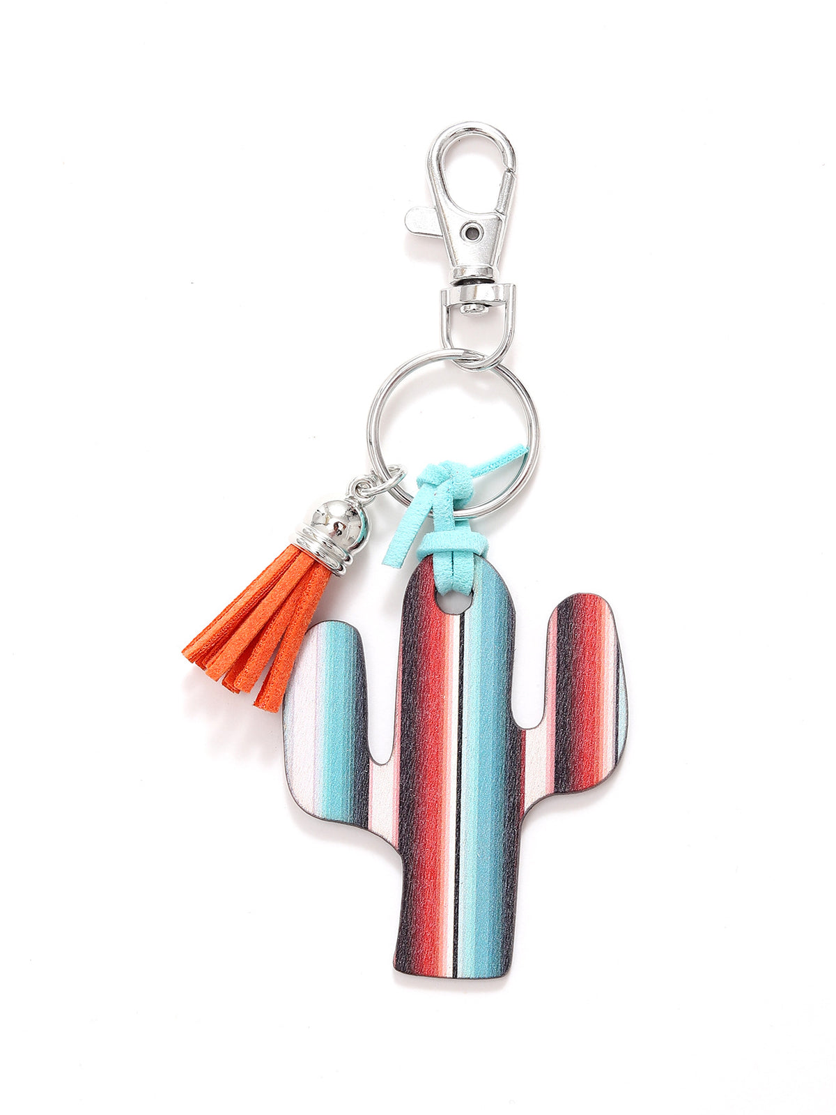 New Wooden Cactus Keychain Leopard Flower Rainbow Sunflower Striped Printed Bag Car Pendant