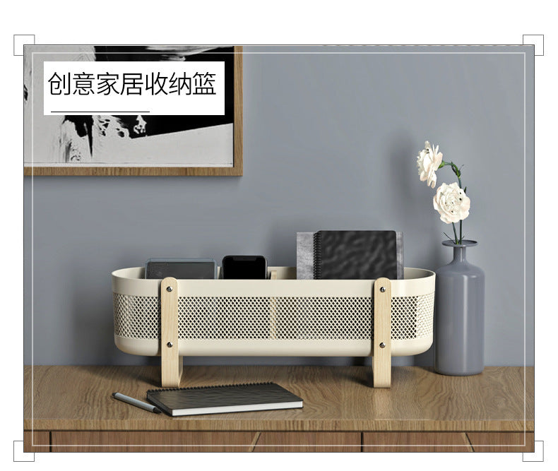 Household Desktop with Partition Room Basket Bathroom Cosmetics Large Capacity Storage Basket Creative and Practical Storage Rack