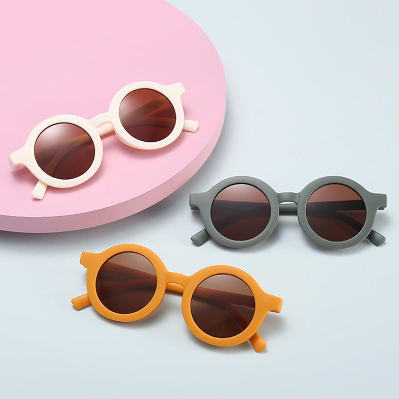 2023Ins Kidsren's Sunglasses Retro Boys and Girls Kidsren's Sunglasses Ready-Made Baby Round Frame Sunglasses