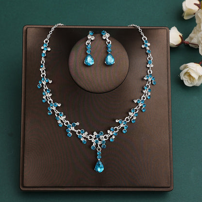 Korean Bride Necklace Earrings Two-piece Decorations Wedding Yarn Wedding Jewelry Wedding Accessories Dance Studio