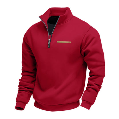 Cross-Border American Style Autumn and Winter Heavyweight Fleece Long-Sleeve Men's Sweatshirt with Half-Zip, Loose Fit, Stand Collar, Pullover Men's Sweatshirt