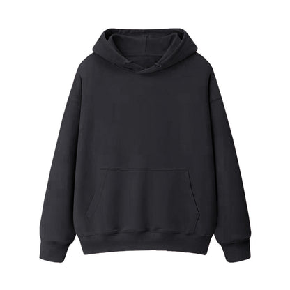 Fleece-lined thick loose hooded sweater women's autumn and winter warm top student couple wear solid color coat foreign trade women's clothing