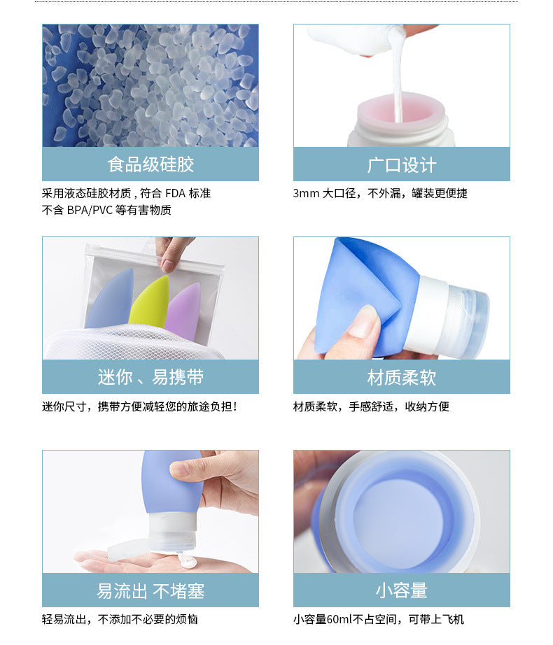 Press-Type Silicone Travel Refillable Bottle Set for Skincare Products, Lotion, Shower Gel, Cute Animal Shape