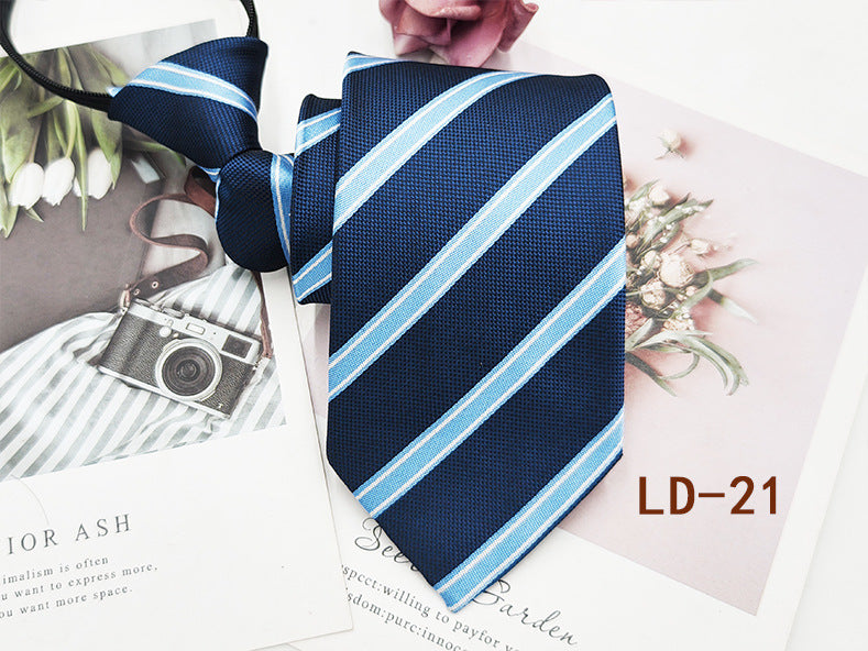 Factory In-Stock Zipper Tie Men's Formal Business 8cm Lazy Tie Red Black Striped Workplace Striped Tie