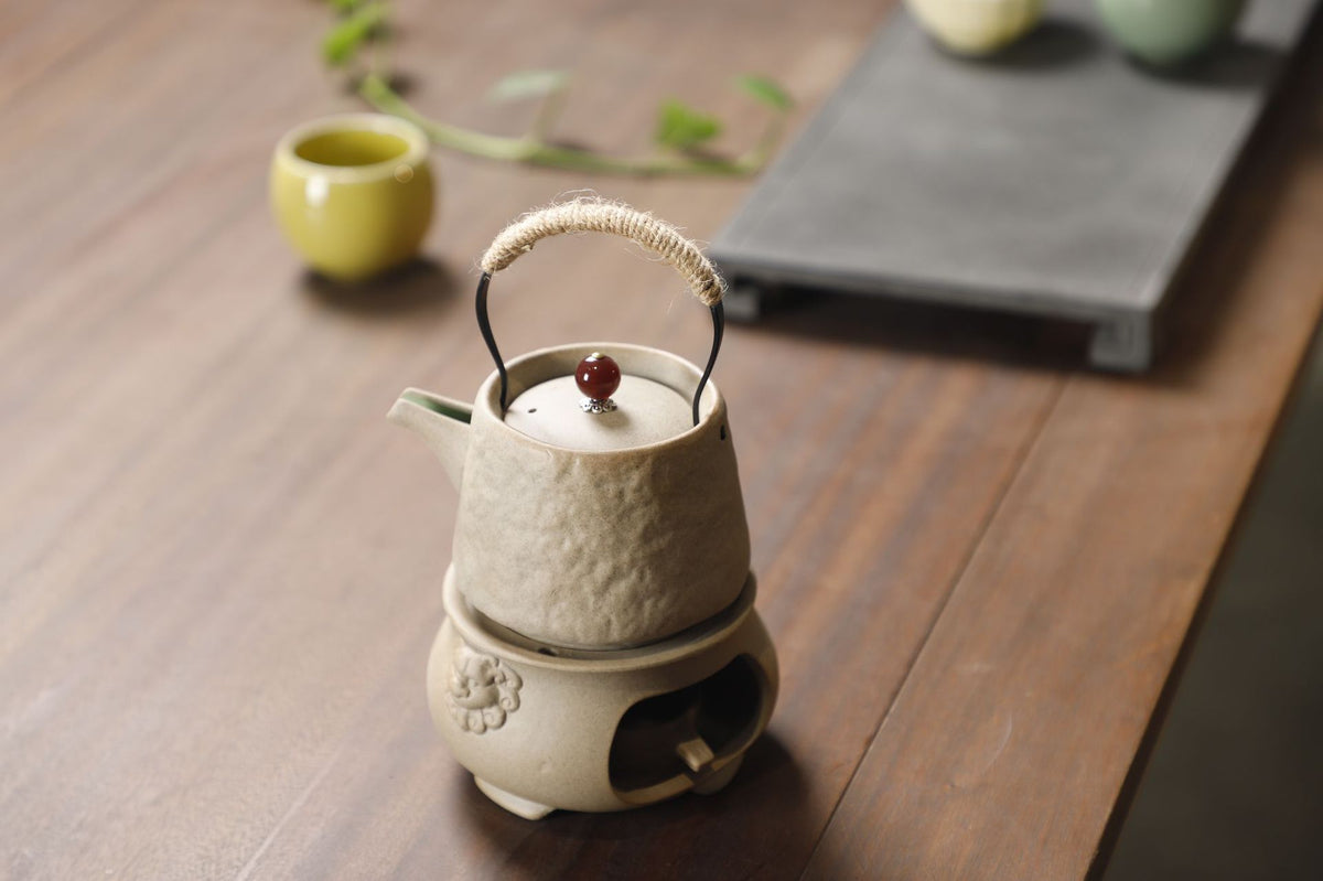 Yuerui New Rustic Pottery Constant Temperature Alcohol Tea Brewing Pot Set with Handle, Balcony Tea Brewing Stove Complete Set Wholesale Pottery
