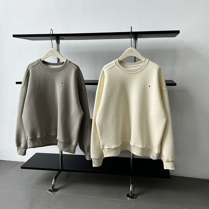 Luxi Simple Profile Loose BF Solid Color Lazy Pullover Sweatshirt Women's ins Letter Embroidered Long-sleeved Top 2267