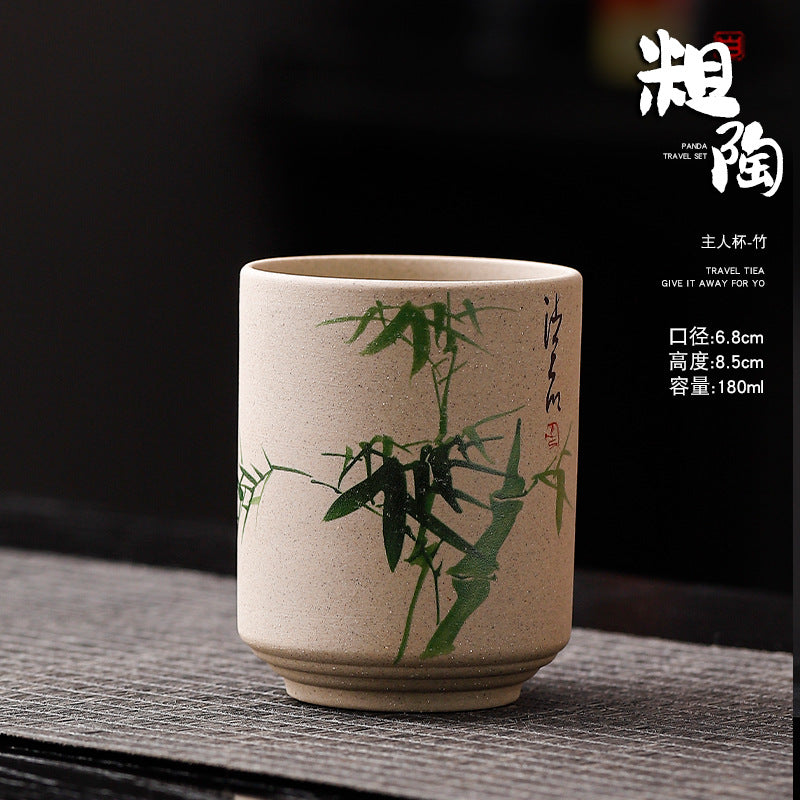 Yue Rui Healthy Large Stoneware Tea Cup Water Cup Ceramic Cup 180ml Pottery Cup Straight Bucket Cup Japanese Retro Cup