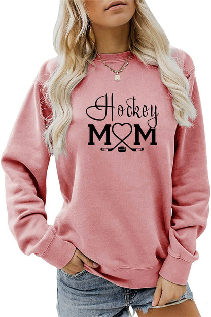 Amazon Wish Independent Station Fashionable Simple Hockey Mom Letter Fun Printed Women's Casual Sweatshirt