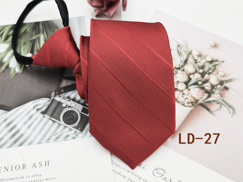Factory In-Stock Zipper Tie Men's Formal Business 8cm Lazy Tie Red Black Striped Workplace Striped Tie