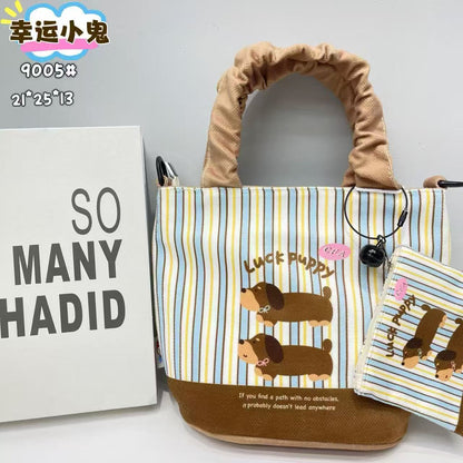 In-Stock New Small Cloth Bag Ins Cute Cartoon Women's Summer Cloth Bag Handbag Casual Tote Bag Upgrade