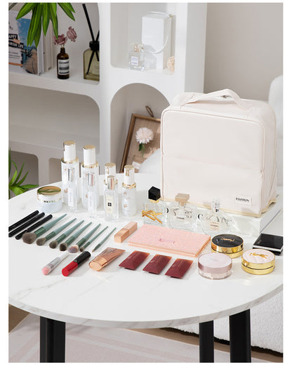 Vertical Cosmetic Bag, Large Capacity, Women's Pencil Case, Travel Pu Waterproof, Can Be Hung on Luggage, Makeup Brush Storage Bag