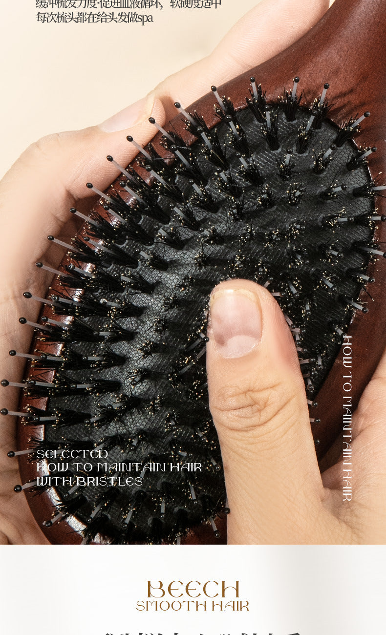 Natural and Authentic Boar Bristle Air Cushion Comb Air Bag Massage Comb Scalp Meridian Fluffy Bamboo Comb Beech Wood Comb Wholesale