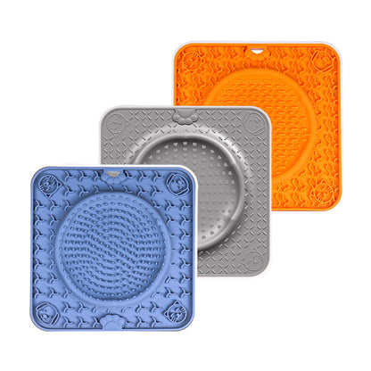 Dog Big Suction Cup Pet Anti-bite Slow Food Mat Lick Mat Silicone Slow Food Mat Cat and Dog Placemat Dog Lick Plate Food Basin