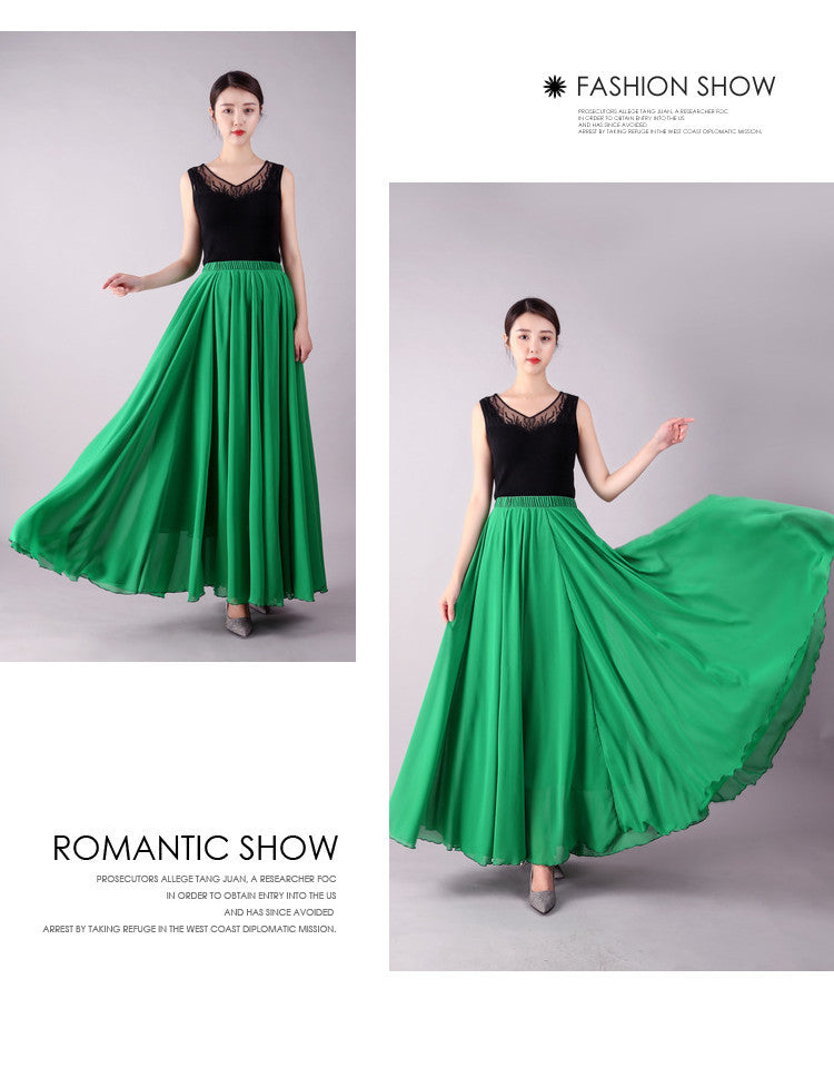 720 Degree Double Layer Large Swing Skirt Chiffon Classical Dance Ethnic Dance Skirt Dance Long Skirt Square Dance Practice Xinjiang Dance