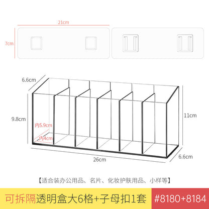 Desktop Wall Hanging Storage Box with Transparent Acrylic Cosmetics Bathroom Stationery Station Kitchen Storage Rack Bedside
