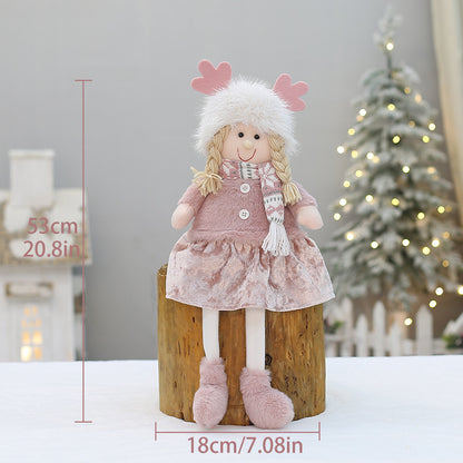 Cross Border Christmas Decorations Pink Antlers Doll Fabric Boys and Girls Doll Standing Doll Desktop Ornaments