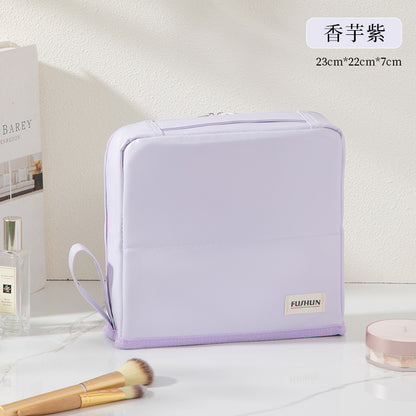 Vertical Cosmetic Bag, Large Capacity, Women's Pencil Case, Travel Pu Waterproof, Can Be Hung on Luggage, Makeup Brush Storage Bag