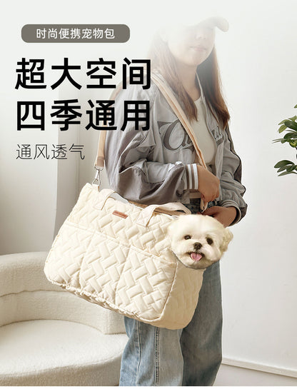 Cat Bag Outgoing Portable Breathable Shoulder Breathable Small Dog Bag Portable Lightweight Canvas Cat Pet Crossbody Backpack