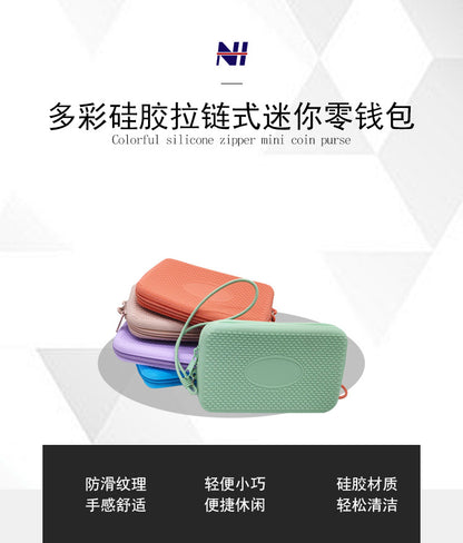 Silicone Square Small Travel Storage Bag with Handle, Customizable Logo, for Storing Miscellaneous Items, Toiletries, and Coins