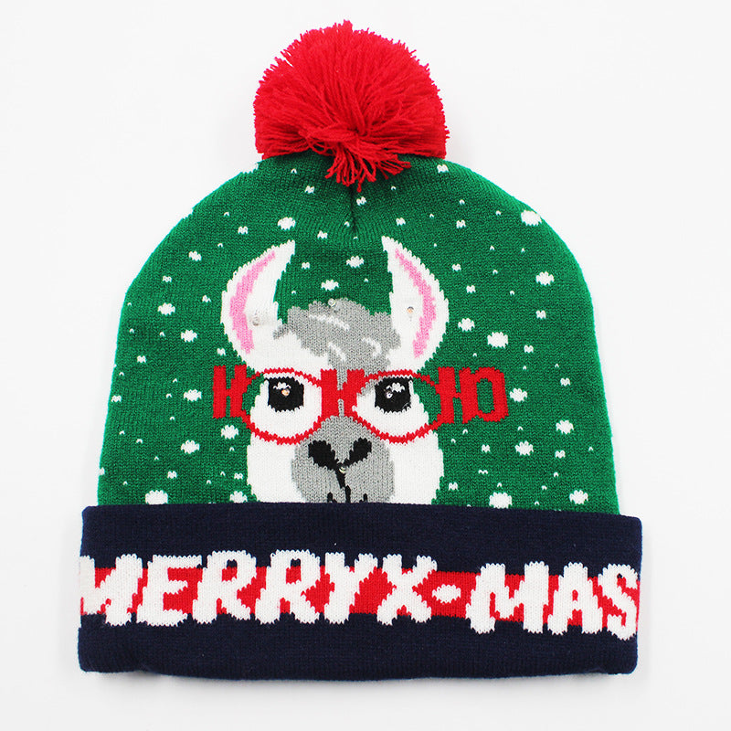 Korean Internet Celebrity Style Snowflake Christmas Hat, Warm and Cold-Proof Women's Knitted Hat with Pom-Pom, Ear-Protecting Yarn Hat, Light Luxury Style