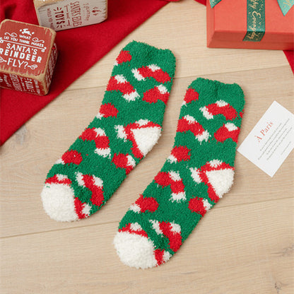 Coral fleece Christmas socks autumn and winter thick tube socks New Year gift socks cartoon Christmas socks cross-border wholesale
